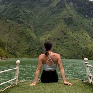 AYBL light blue cross back sports bra